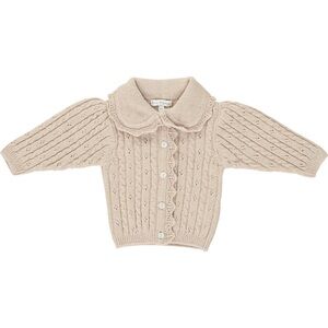 Bebe Organic Lou Lou knit cardigan in almond, Size 9 months